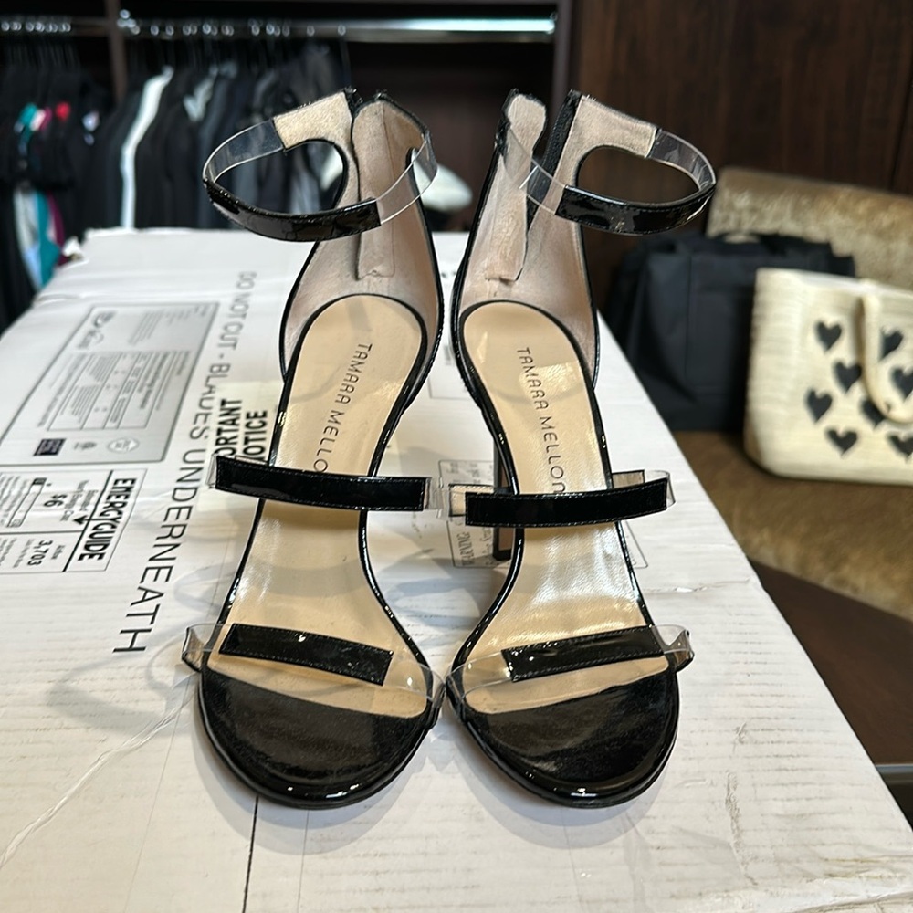 Tamara Mellon Black Strappy Heels